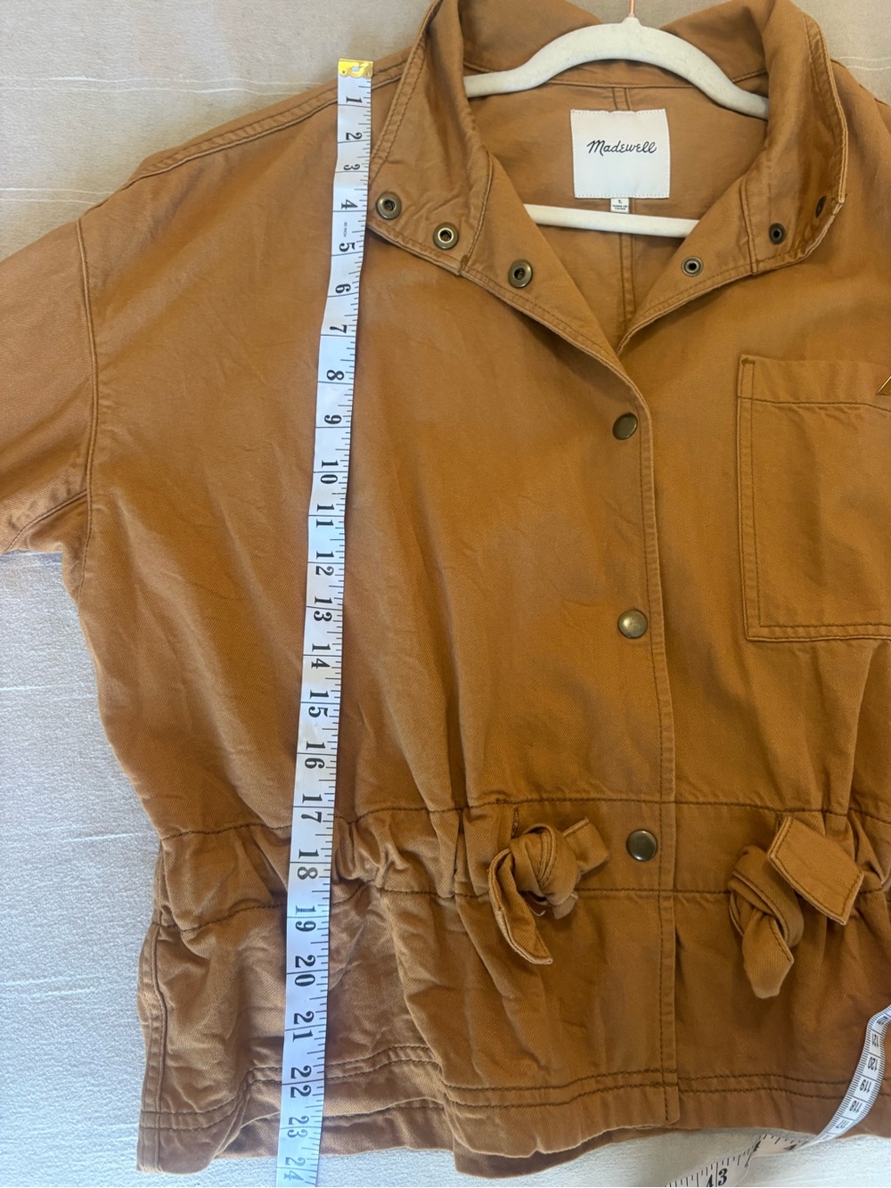 Madewell Southlake Military utility Jacket soft lightweight cotton rayon tan L - Picture 11 of 11